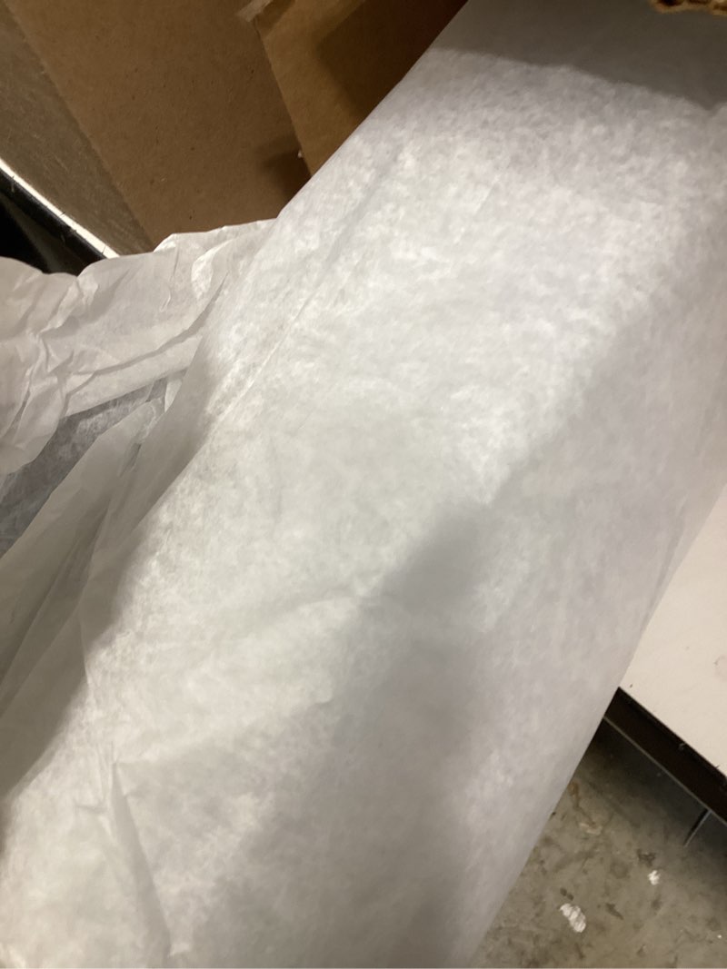 Condition photo showing New/Like New for clear table protector, usa made, safe, 19 x 24 inch, 2mm thick ultra smooth vinyl, clear desk protector mat for vanity desk, plastic table pad for makeup table 24" x 19" 2mm rectangle crystal