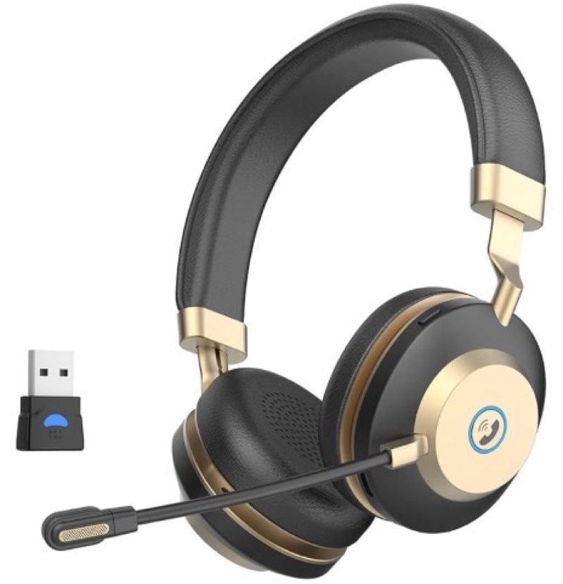 wireless headset with mic for work, bluetooth v5.3 headset with mic (noise cancelling & mute), wirel