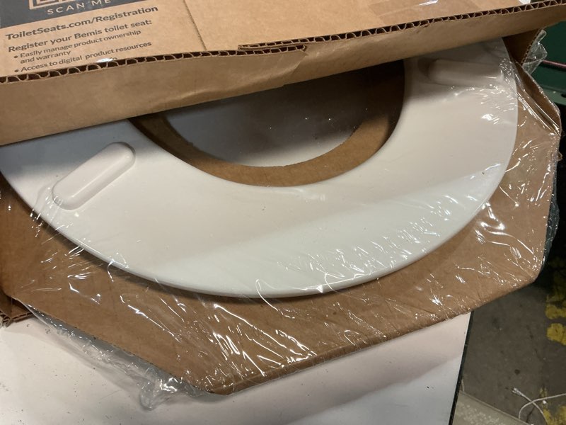 Condition photo showing Good Condition for Mayfair Cassel Slow Close Toilet Seat, Easy Clean, Non Slip Premium Wood Seat, Easy Install, Made in USA, Round, White