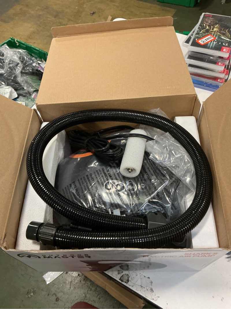 Condition photo showing Good Condition for OutdoorMaster 20PSI High Pressure SUP Air Pump Shark - Intelligent Dual Stage Inflation & Auto-Off & Deflation, 12V DC Car Connector, for Inflatable Stand Up Paddle Boards, Boats Black