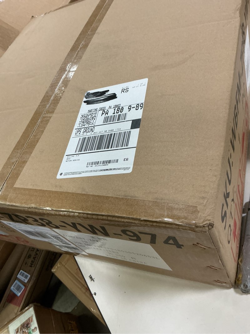 Condition photo showing New/Like New for WINGBO 20" Modern 5-Light Flush Mount Ceiling Light Fixture with Fabric & Acrylic Double Drum Shade for Bedroom Living Room Dining Room Hallway Entryway, Flaxen Flaxen Large(20")