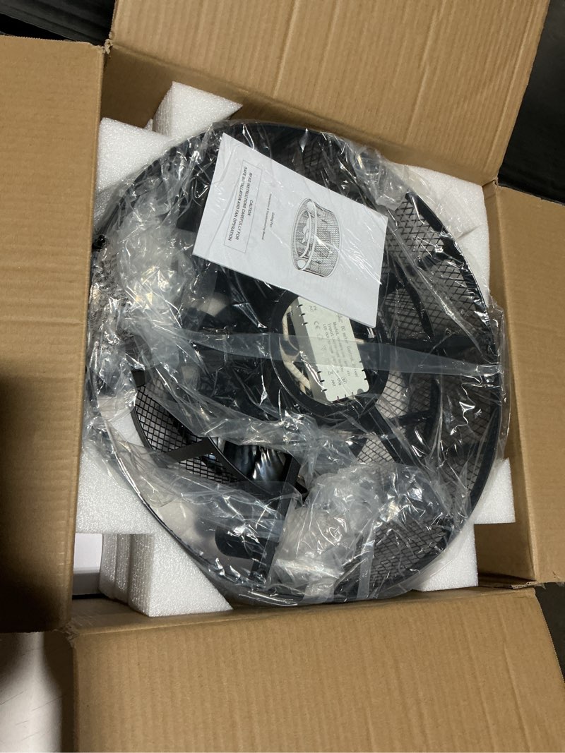 Condition photo showing Good Condition for Ohniyou Cage Ceiling Fan with Light - 21'' Farmhouse Flush Mount Ceiling Fan Remote Control, Small Bladeless Caged Ceiling Fan for Kitchen Bedroom Black