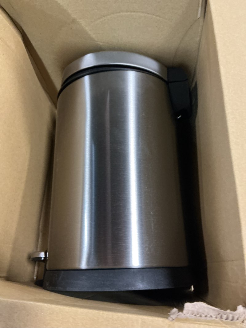 Condition photo showing Good Condition for simplehuman 4.5 Liter / 1.2 Gallon Round Bathroom Step Trash Can, Brushed Stainless Steel Brushed 4.5 Liter / 1.2 Gallon