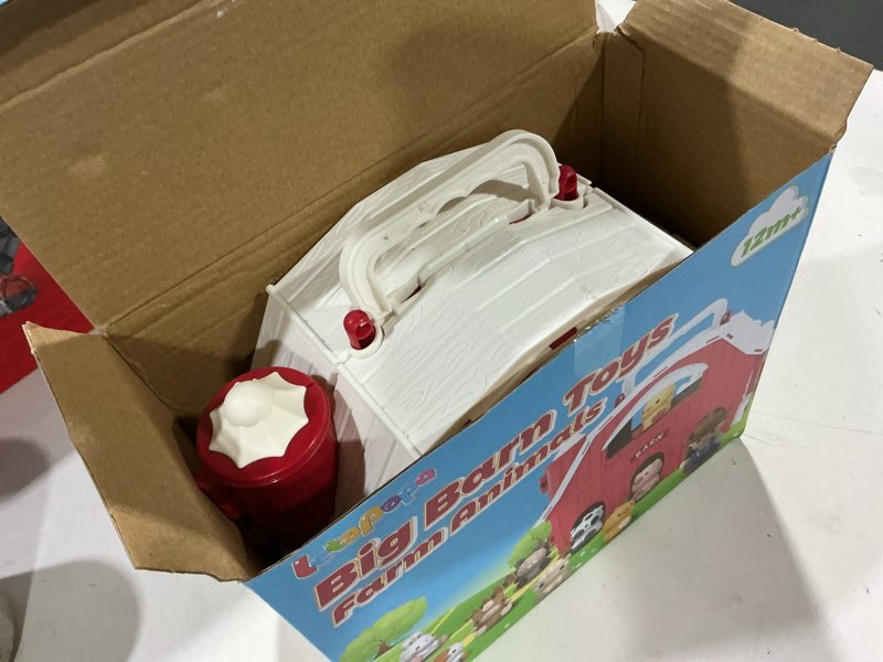 Condition photo showing New/Like New for farm animals big barn toy for 1 2 3 year old, toddler educational montessori toys, farm pretend playset with barn & farmer, christmas birthday easter gift for toddler baby boys girls 1-3 years