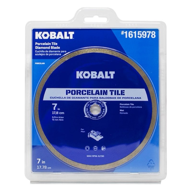 7" Diamond Circular Saw Blade - Wet Porcelain Tile - Kobalt  #1615978