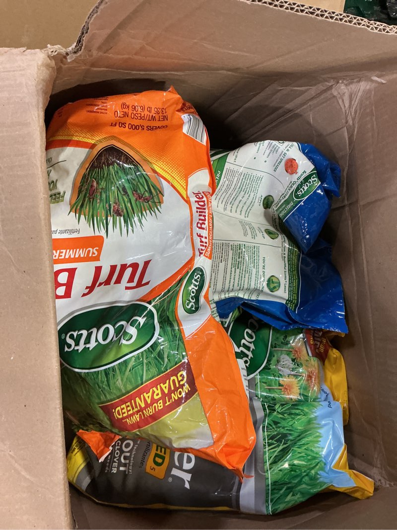 Condition photo showing As Is for (only 3 bags) scotts turf builder 4-bag bundle for small lawns with halts crabgrass preventer, weed & feed5, summerguard and winterguard 4 step small yard