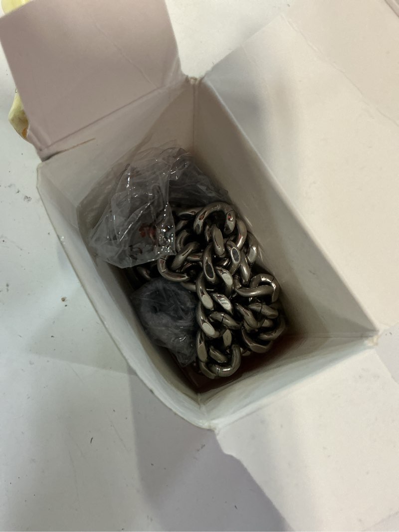 Condition photo showing Good Condition for silver dog chain collar stainless steel silver dog collar adjustable walking, metal cuban link dog collar chew proof double row chain dog collar for large small medium dogs l 22"-24" silver