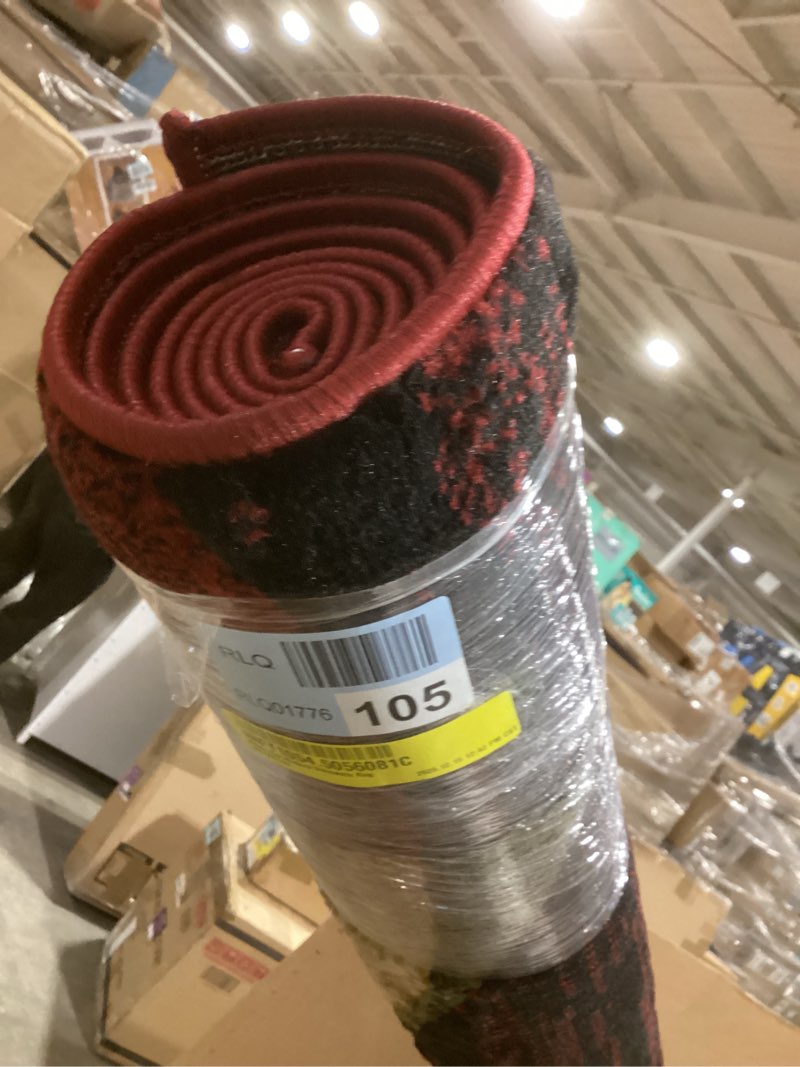 Condition photo showing As Is for Bingo Red Modern Geometric Rug Rug Size: Rectangle 5'3" x 7'3"