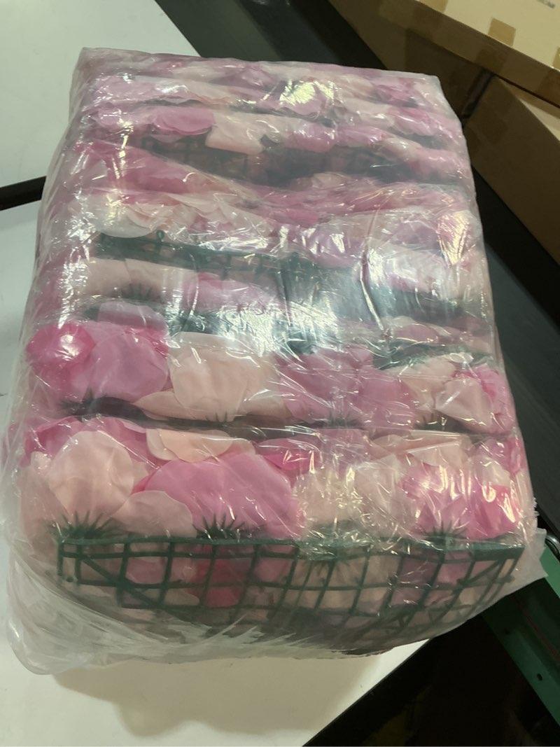 Condition photo showing Good Condition for Tigeen 24 Pcs Flower Wall Panels 3D Silk Rose Floral Wall Decorative Faux Flower Wall Background for Wedding Home Decoration Background Shop Party Photo Arrangement (15 x 15 Inch), mainly pink