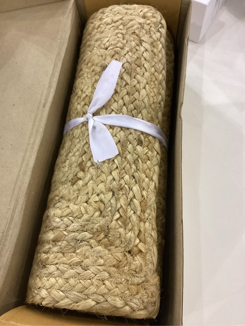 VDS Pack of 1 - Rectangle Jute Rug Braided Table Runner 100% Natural Burlap Reversible Rustic Hessia