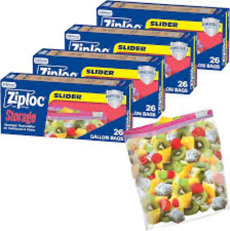 Ziploc Gallon Food Storage Slider Bags, Power Shield Technology for More Durability, 102 Bags Total