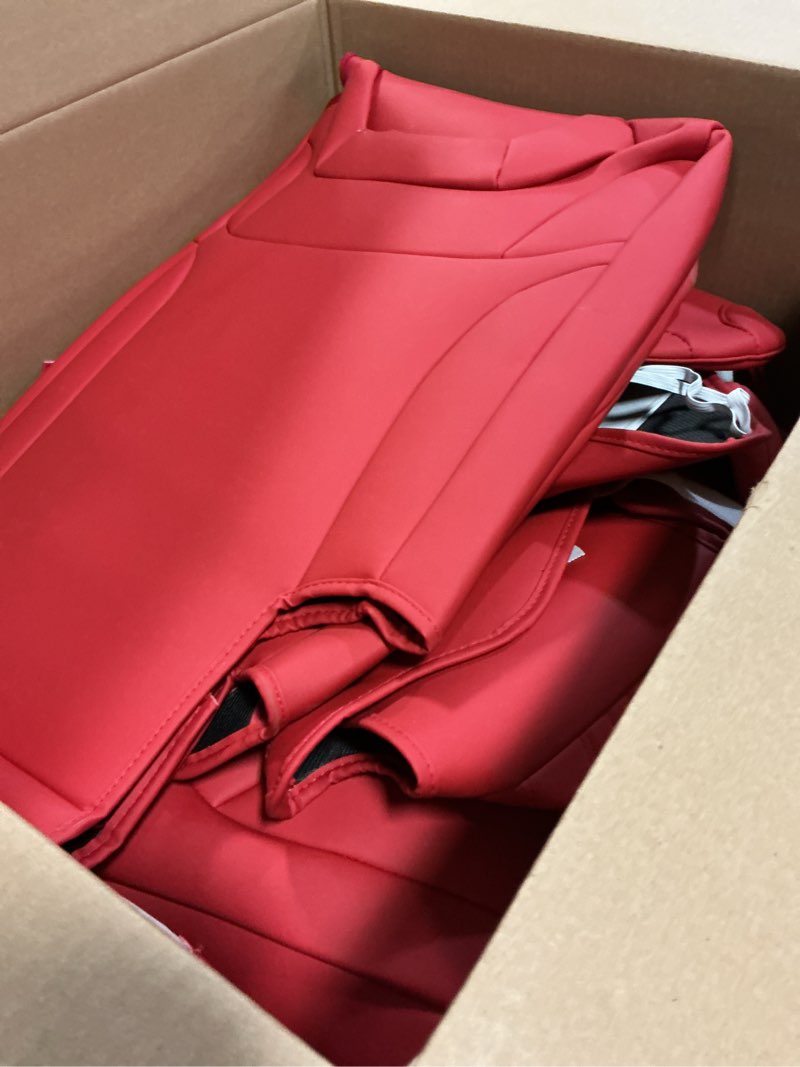 Condition photo showing Good Condition for FREESOO Customized Seat Covers Full Set for Jeep Wrangler Seat Covers 4 Door JL 2018-2025 Accessories Rubicon Sahara Sport S Altitude Willys Unlimited,Without Rear Cup Holder Red Red 2018-2025 Wrangler 4-Door W/0 Rear Cup Holder