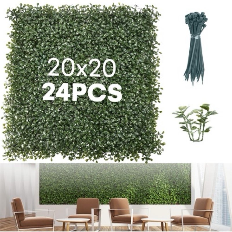 grass wall panels 20? × 20? (24 pack) – uv-protected artificial boxwood hedge...
