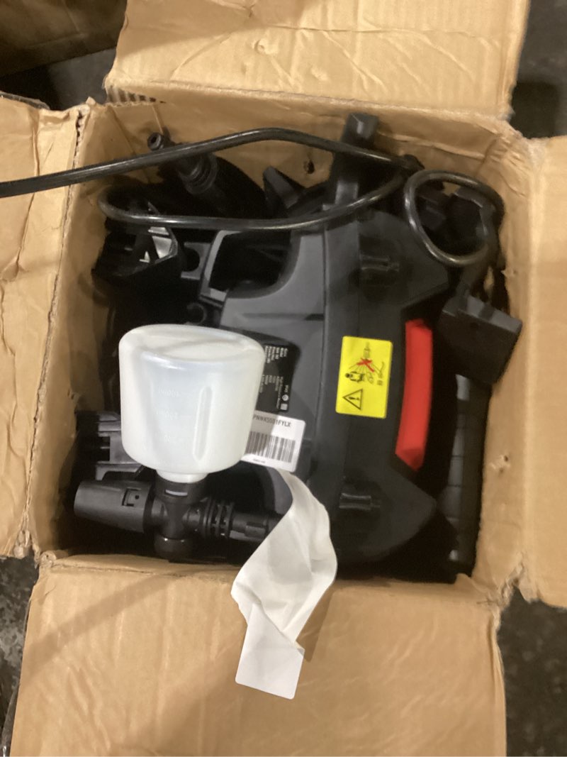 Condition photo showing As Is for NOT TESTED Electric Pressure Washer Power Washer with Foam Cannon & 4 Quick Connect Nozzles, Portable High Pressure Cleaning Machine for Cars Driveways Patios Outdoor Cleaning
