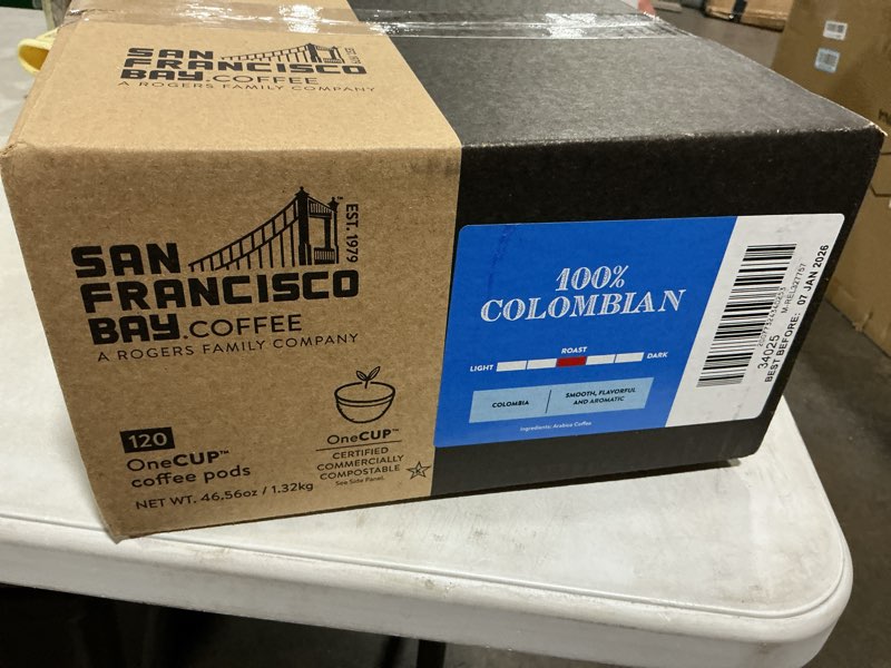 Condition photo showing New/Like New for San Francisco Bay Compostable Coffee Pods - 100% Colombian (120 Ct) K Cup Compatible including Keurig 2.0, Medium Roast 100% Colombian 120 Count (Pack of 1)