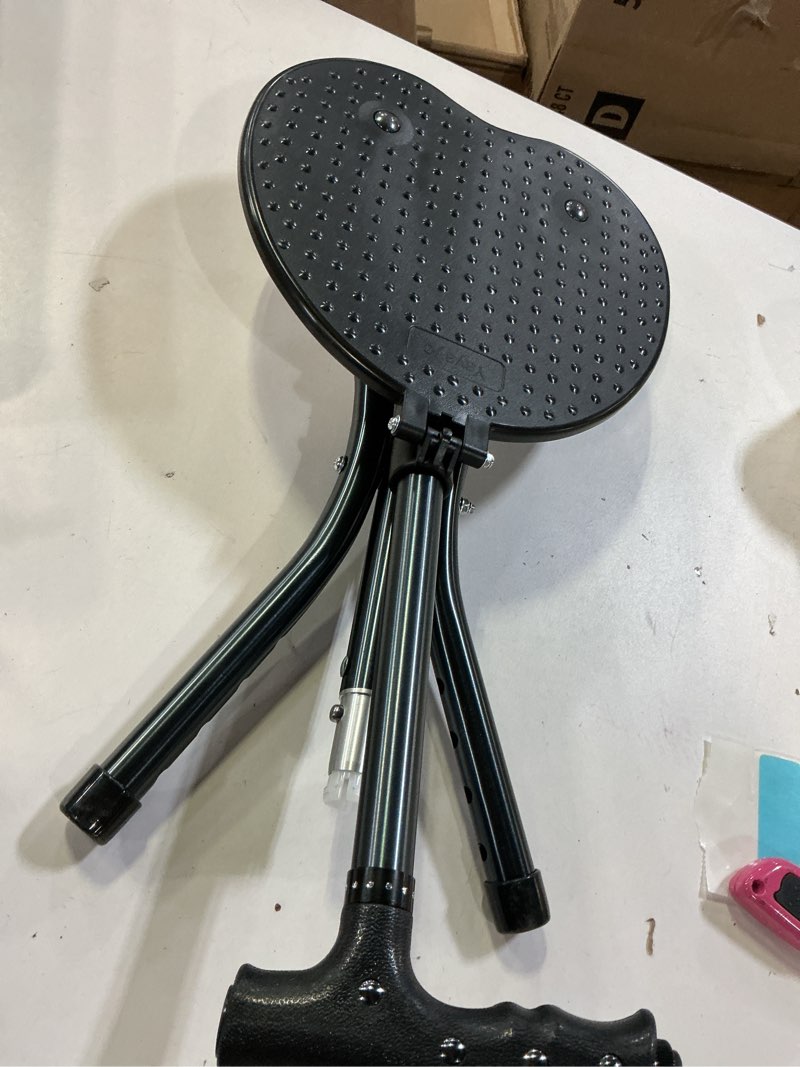 Condition photo showing As Is for Hold 440 lbs Folding Canes with Seat Walking Stick Height Adjustment Cane Seat Capacity Frosted Handle with Magnetic Therapy Stone Crutches Stool