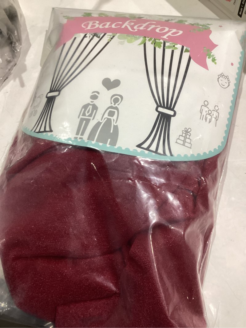 Condition photo showing Good Condition for Wedding Arch Draping Fabric, 1 Panel Burgundy Sheer Backdrop Curtain Tulle Fabric Drapery for Arbor Wedding Archway Ceremony Party Ceiling Decor Backdrop Burgundy Drapes Curtain 28" width x 19Ft length?1 Panel?