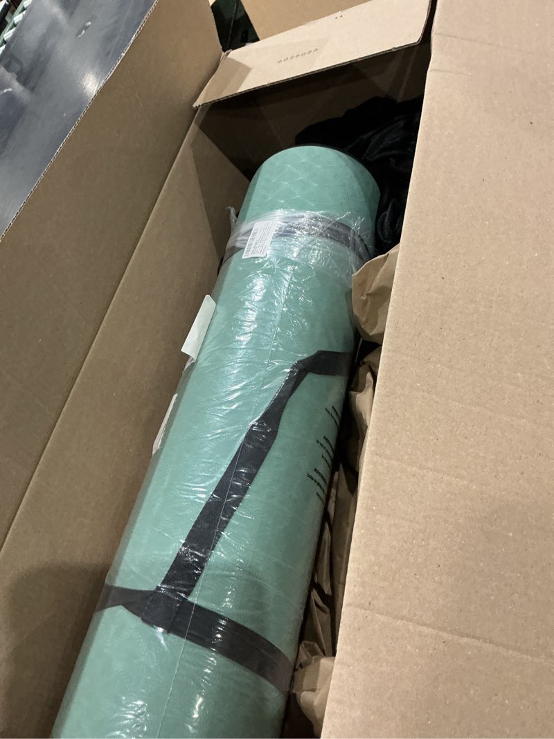Condition photo showing Good Condition for microdry deluxe fitness exercise yoga mat for home & gym, extra thick for high impact training, multi layered skid resistant surface, odor neutralizing with carrying strap teal 26"w x 72"l