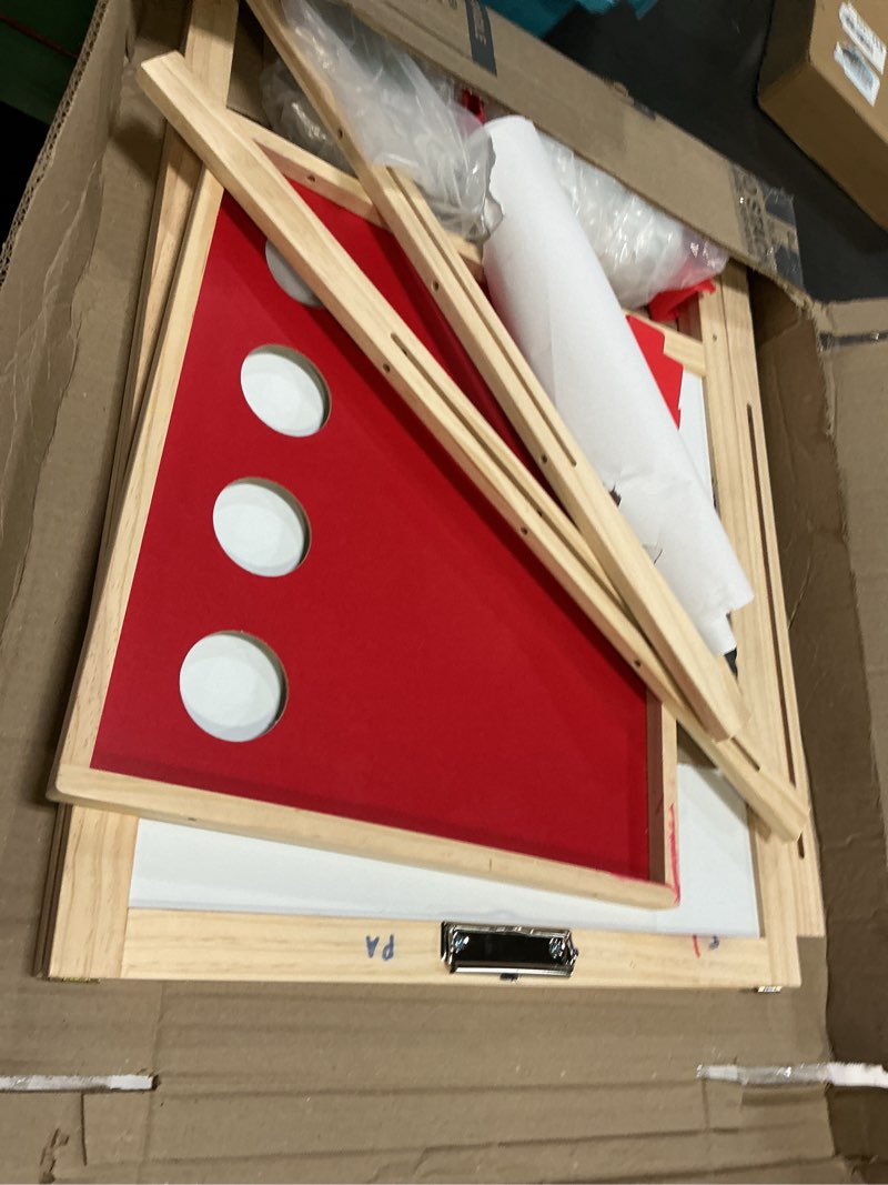 Condition photo showing As Is for kids easel bracket type 4 layer thickened dust drawing board liftable wooden easel kids art easel