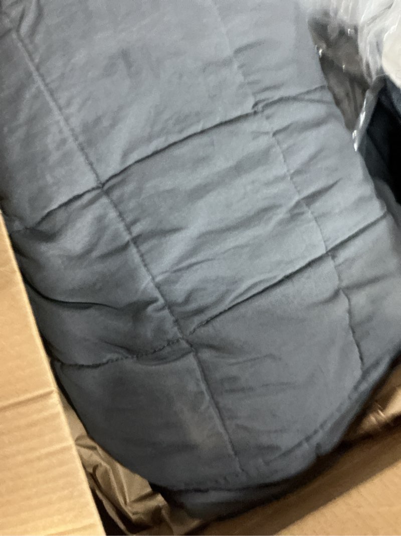 Condition photo showing As Is for King Size Weighted Blanket 20lbs - 88"x104" Cooling Breathable Heavy Blanket with Glass Beads for Adult All-Season 01-dark Grey 88" x 104" | 20lbs