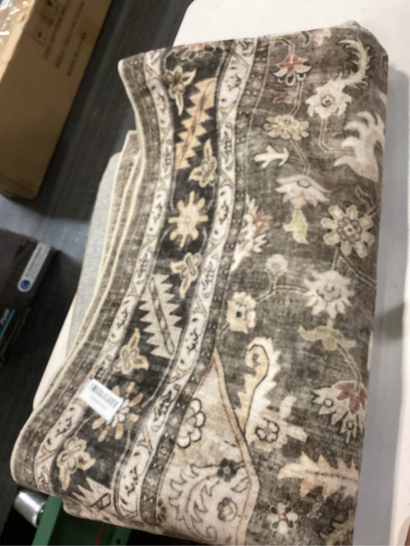 Condition photo showing Good Condition for Vintage Living Room Area Rug 5x7 - Large Soft Washable Oriental Traditional Distressed Farmhouse Rugs for Bedroom - Indoor Floor Accent Carpet for Home Office House Decor - Brown Brown 5' x 7' (Rectangular)