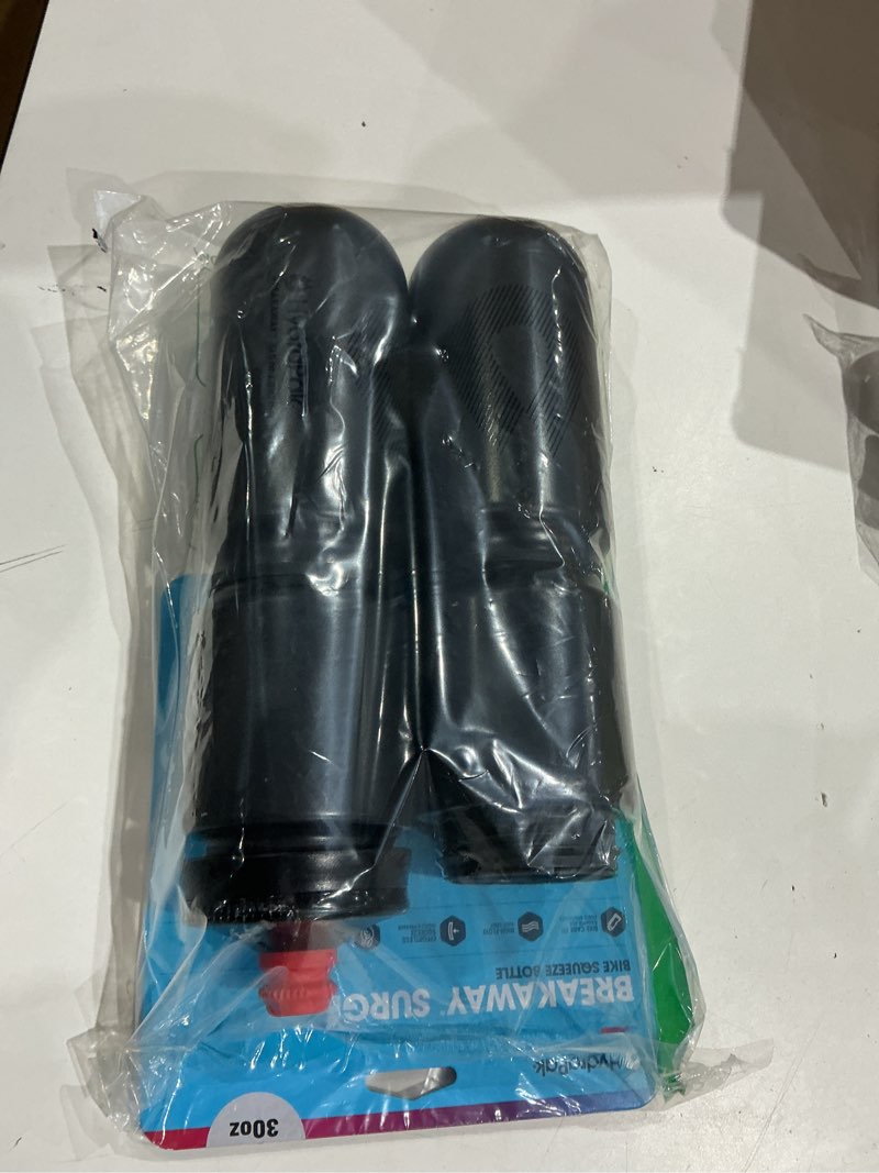 Condition photo showing As Is for hydrapak breakaway surge lightweight bike water bottle 2-pack (20oz, 25oz, 30oz) - high flow, cycling & sports squeeze bottle charcoal 30oz/880ml