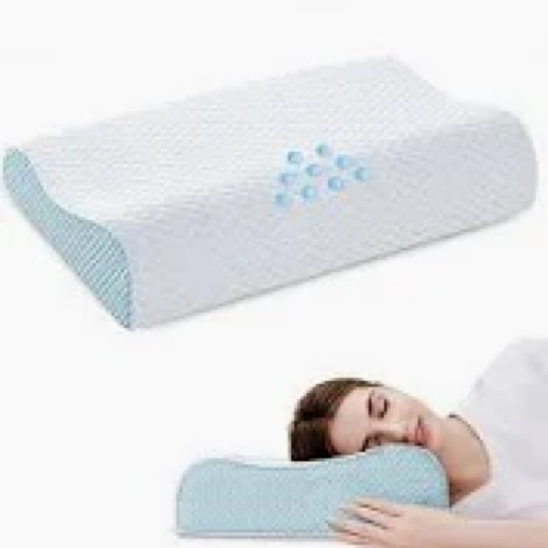memory foam pillow for sleeping, cooling gel ergonomic contour firmness bed pillow for neck shoulder