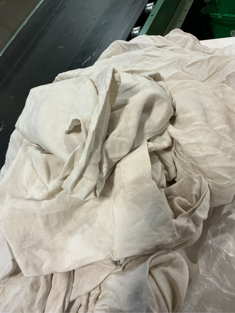 Condition photo showing As Is for european linen deluxe bedding bundle, full, sand