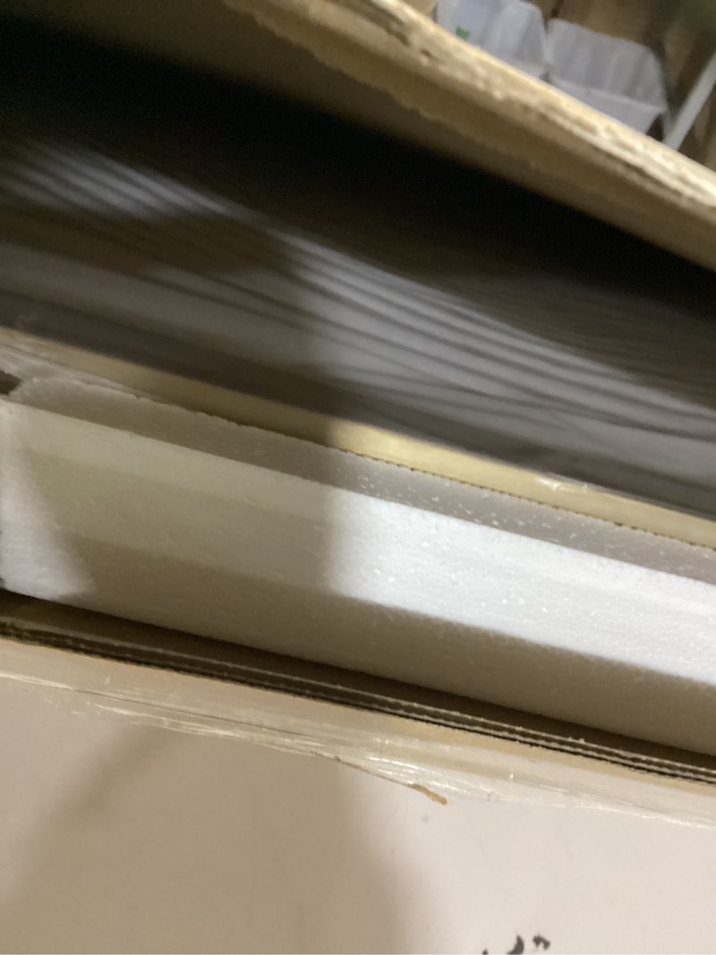 Condition photo showing New/Like New for LOAAO 30”X36” Gold Bathroom Mirror, Rounded Rectangle Gold Frame Mirror, Brushed Gold Bathroom Vanity Mirror Wall-Mounted, Anti-Rust, Tempered Glass, Hangs Horizontally or Vertically Gold 30"L x 36"W