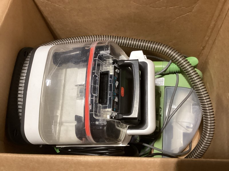 Condition photo showing As Is for BISSELL Little Green Multi-Purpose Portable Carpet and Upholstery Cleaner, Car and Auto Detailer, with Exclusive Specialty Tools, Green, 1400B