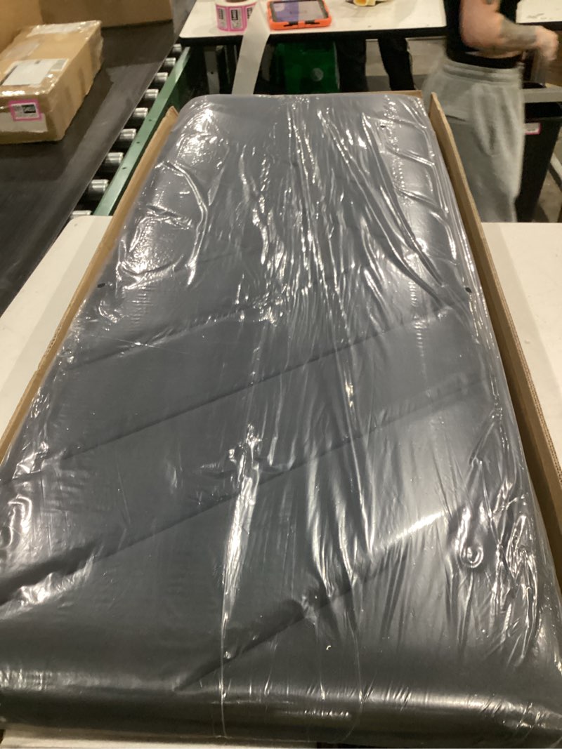 Condition photo showing Good Condition for similar to not exact full size platform bed frame with charging station and storage shelf/upholstered velvet wingback headboard/wooden slats support/no box spring needed/easy assembly, black black full