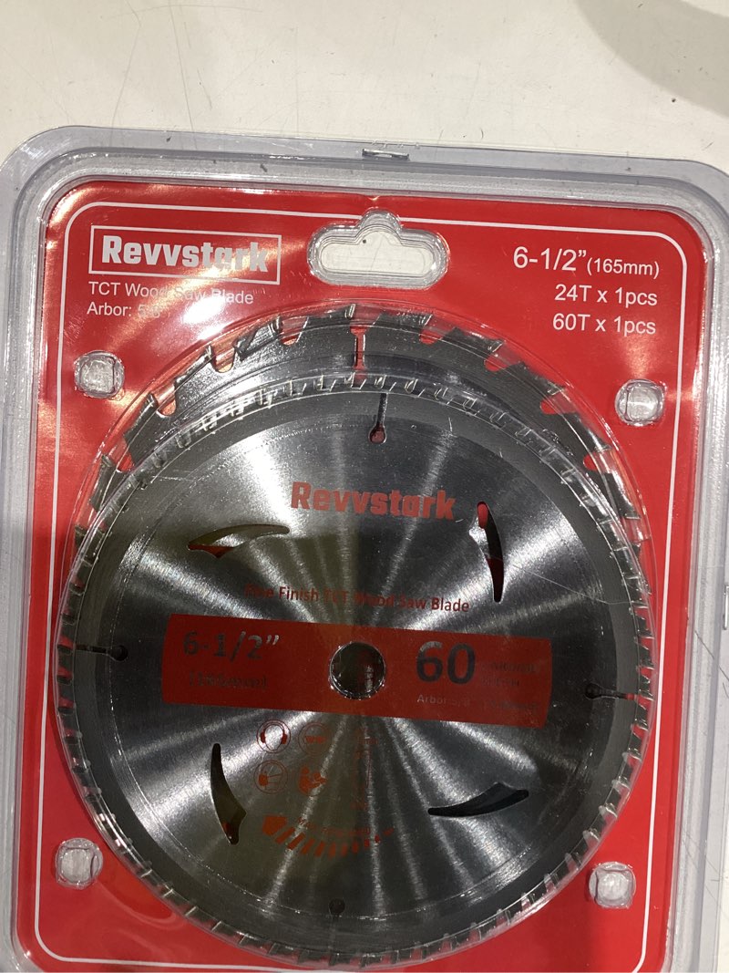 Condition photo showing Good Condition for circular saw blade 6-1/2" 24t&60t, carbide tipped teeth, tct saw blades for cutting various wood, plastic and composite materials, 5/8" arbor, fit dewalt craftsman ryobi milwaukee 6-1/2 in 24&60t
