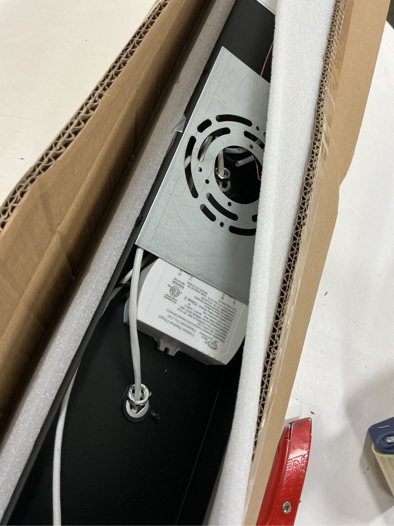 Condition photo showing As Is for 360° Rotate LED Bathroom Vanity Light Fixtures, 2100LM Acrylic Matte Black Vanity Lights for Bathroom, Modern Wall Lighting Fixtures Over Mirror Kitchen Living Room Hallway (Natural White Light 5000K) Matte Black - Non-dimmable 5-Light, 34-Inch, 5000K