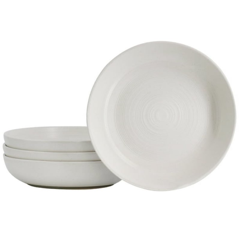 Bee and Willow Home Milbrook 4 Piece 8.8in Dinner Bowl Set in Speckle White