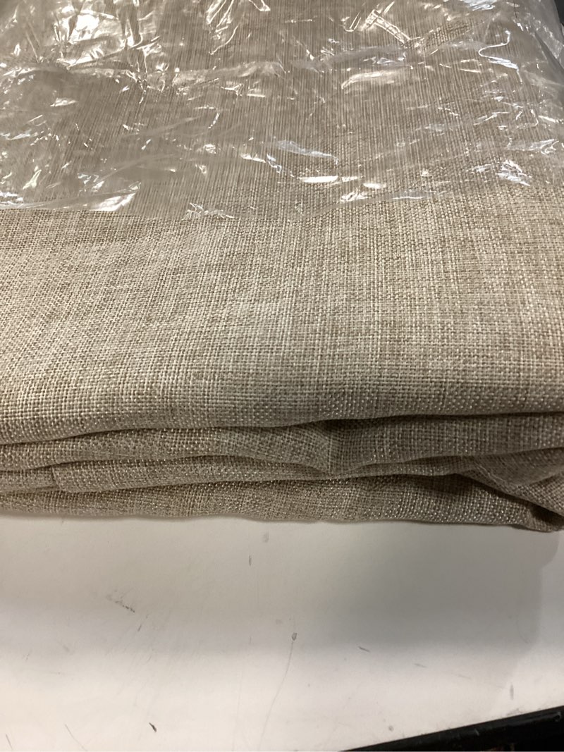 Condition photo showing Good Condition for hiasan round linen tablecloth 90 inch - wrinkle and stain resistant washable polyester fabric table cloth for dining room kitchen party, beige 90" (round) beige