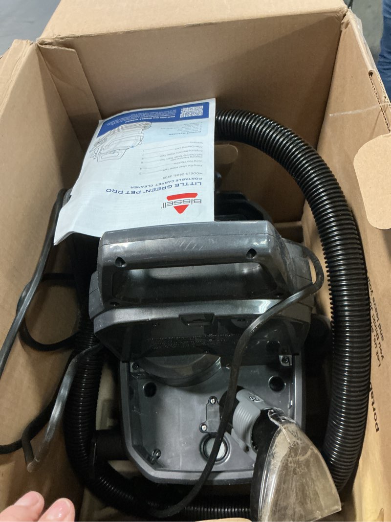 Condition photo showing As Is for BISSELL Little Green Pet Pro Portable Carpet and Upholstery Deep Cleaner, Car/Auto Detailer with Self-Cleaning Tough Stain, Pet Hair Removal, Crevice Tool (3909)