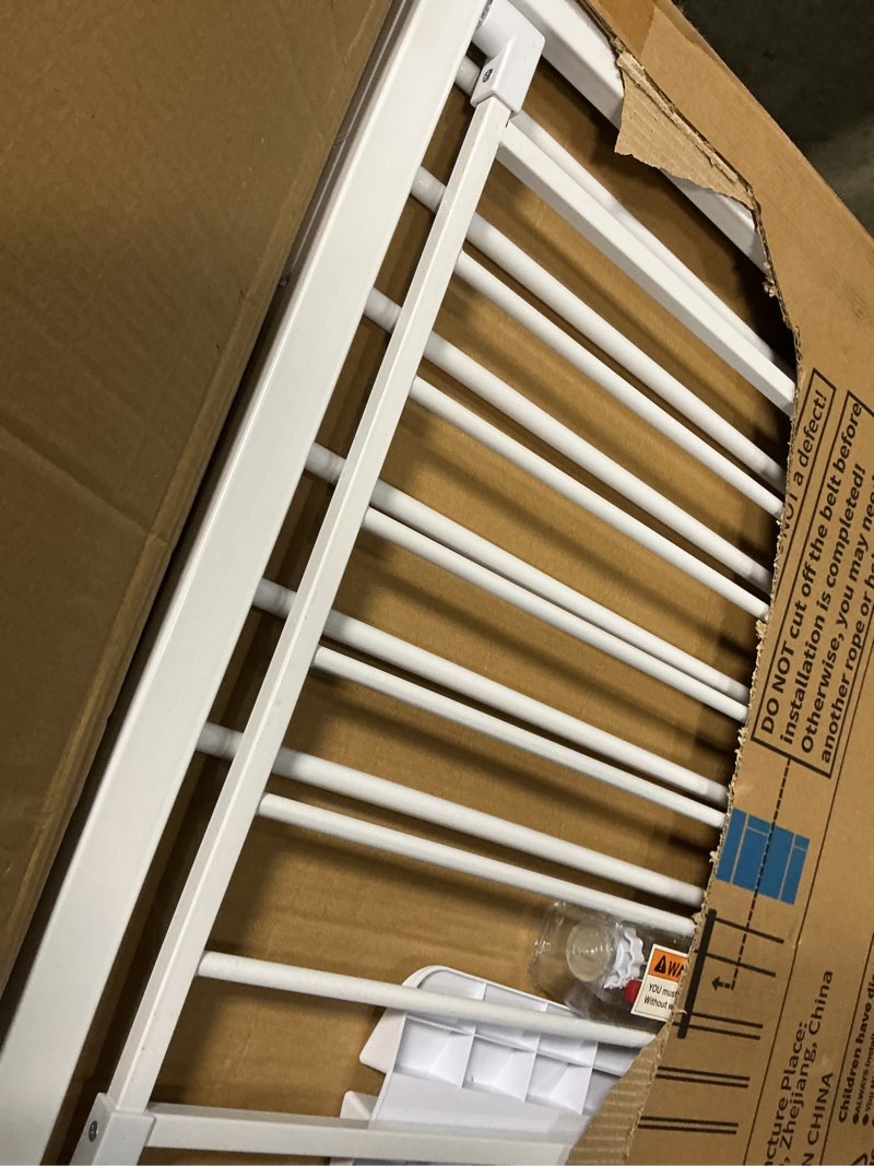 Condition photo showing Good Condition for cumbor 30-48 in baby gate for stairs, auto close dog gate indoor, white | mom's choice awards winner, double lock safety for doorways, one-hand open child gate for toddlers & pets, pressure mounted white 30-48" w x 30.5" h