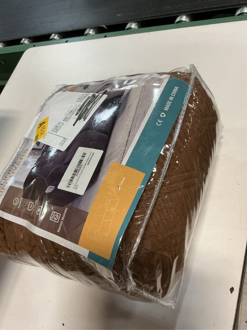 Condition photo showing Good Condition for ruaozz recliner sofa covers recliner chair covers couch covers for reclining couches with pockets washable furniture protector with elastic bottom (3 seater, brown) brown 3 seater