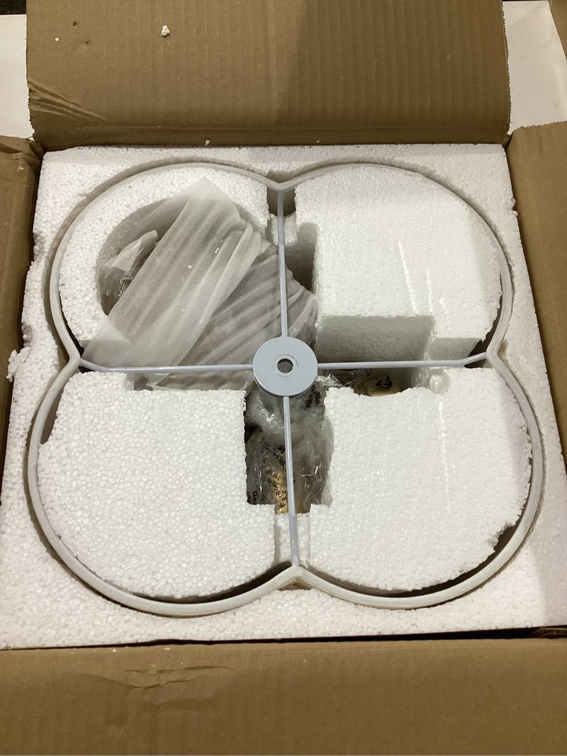 Condition photo showing New/Like New for viluxy semi flush mount ceiling light fixture, 4-light modern ceiling lights with linen shade farmhouse gold close to ceiling light for bedroom hallway nursery entryway, ul listed beige linen-flower