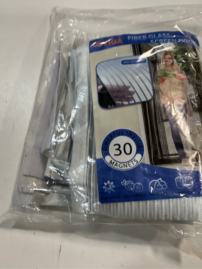 Condition photo showing Good Condition for Heavy Duty Door Screen Magnetic Closure, LOVIGA Thickened Fiberglass Screen Door Mesh, Self Sealing, Tear Resistant, Easy Assemble, Fine Mesh Keep Bugs Out Fit Door Size 34 Inch X 80 Inch White Sceen size 36"X81", Fit door size up to 34"X80" White
