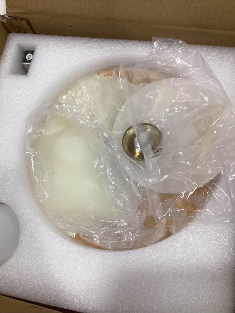 Condition photo showing New/Like New for Organic Cream Onyx Wall Sconce, Natural 9.5 Inch Diam Wall Mounted Lamps, Hand-Polished Vanity Light, Wall Light for Hallway, Kitchen, Bedroom, Living Room