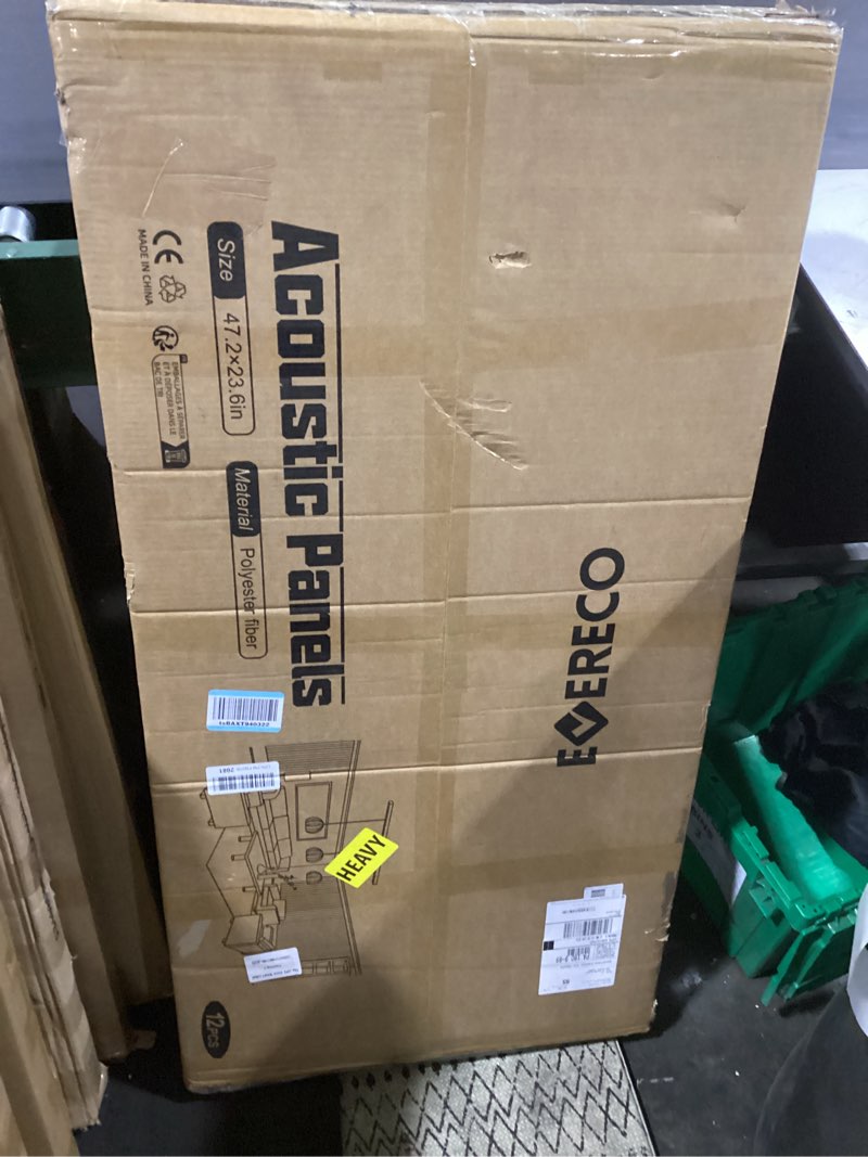 Condition photo showing Good Condition for evereco 12 pack large acoustic panels, 47.2×23.6×0.4 inches, soundproof panels for wall, suitable for live broadcast room, media room, office, studio&home(camel? 12pcs 47.2'' * 23.6'' * 0.4'' camel