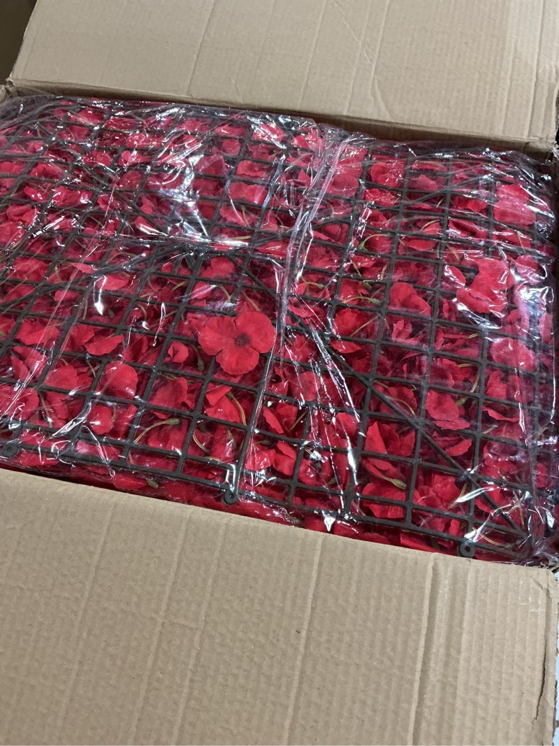 Condition photo showing New/Like New for Flower Wall Panel Backdrop: 12 Pcs 24 x 16 Inch Red Artificial Hydrangea Floral Panels Red 12 PCS