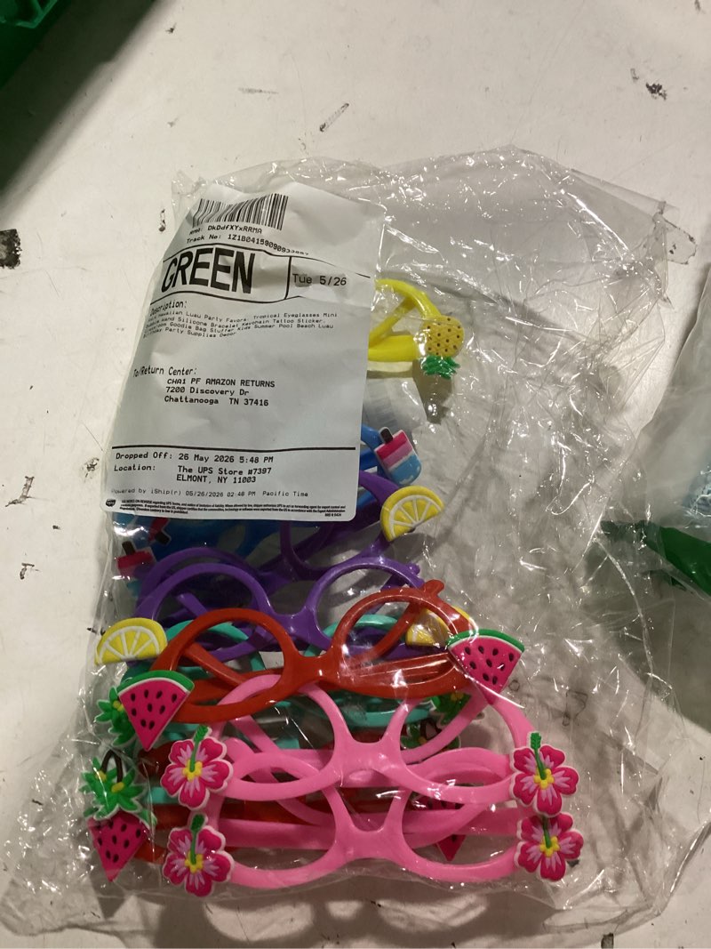Condition photo showing Good Condition for snln hawaiian luau party favors, tropical eyeglasses mini bubble wand silicone bracelet keychain tattoo sticker, classroom goodie bag stuffer kids summer pool beach luau birthday party supplies decor style2