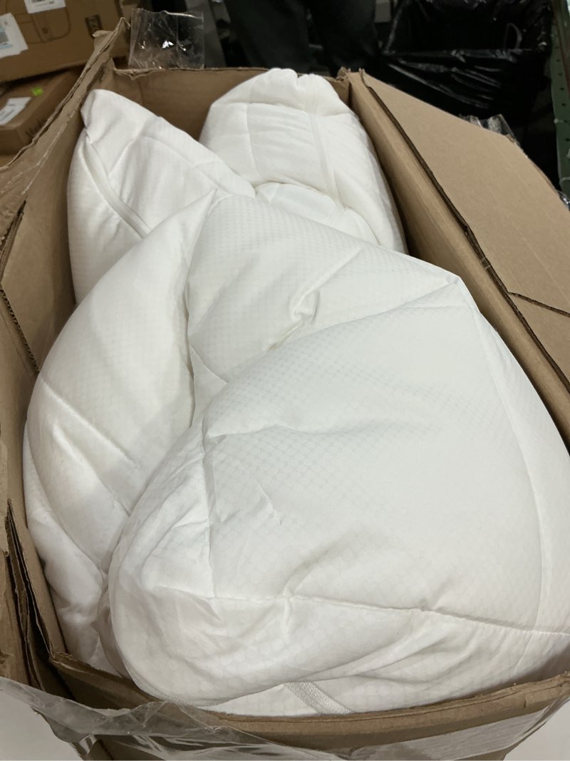 Condition photo showing As Is for Nuzzle Cooling Adjustable Pillow for Side Sleepers, Luxury Standard Size Set of 2 Bed Pillow Hotel Collection - Best Adjust Height Soft Firm Pillow for Back, Stomach or Side Sleepers - Home Gifts Standard SIze (Set of 2) White