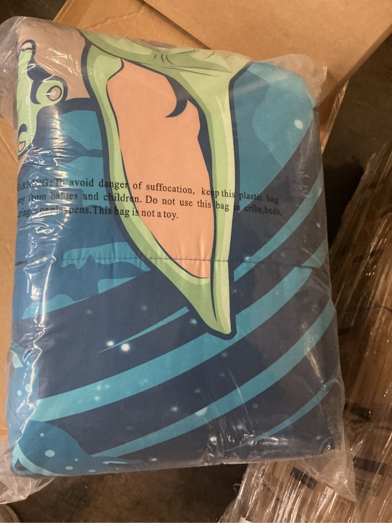 Condition photo showing New/Like New for the mandalorian baby yoda kids 2 piece blue reversible comforter and sham bedding set, twin/full