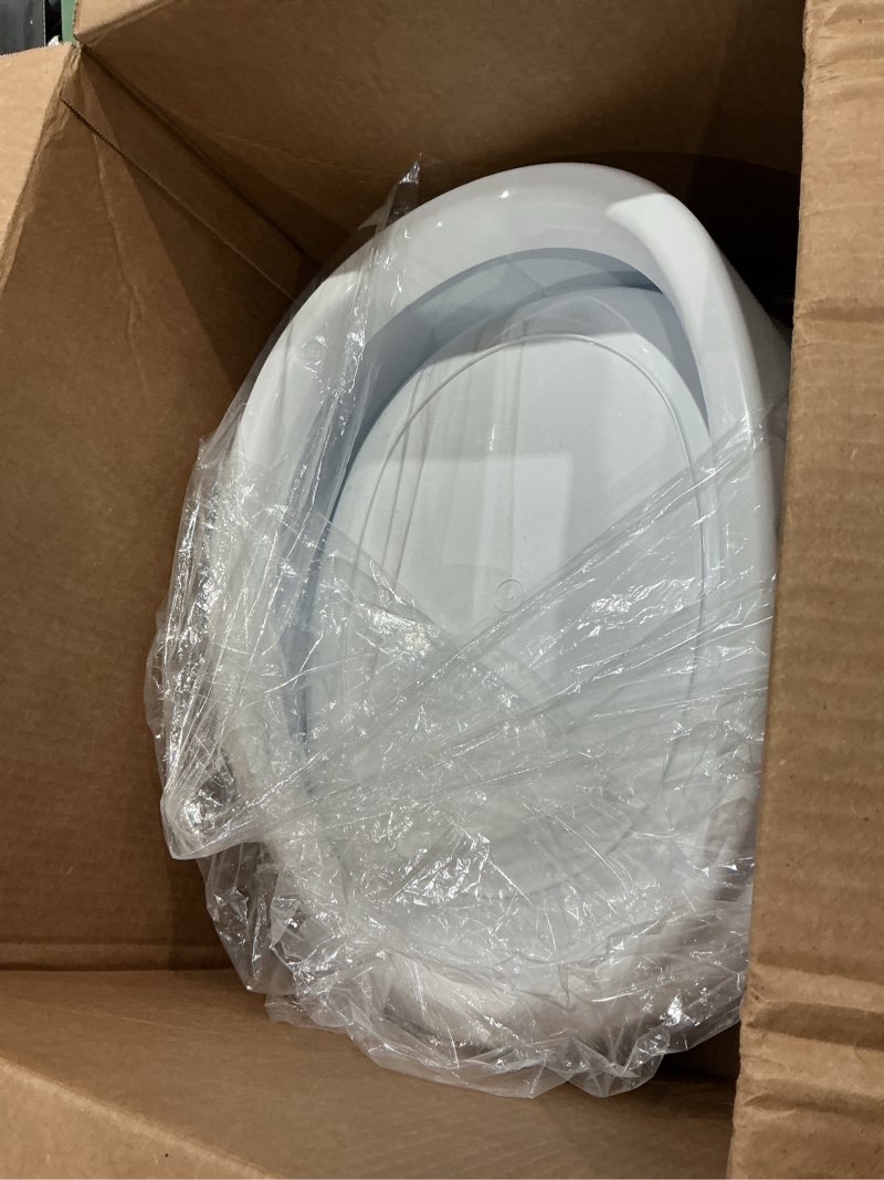 Condition photo showing As Is for iris usa large cat litter box with scoop, open top high sided kitty litter pan with scatter shield, white