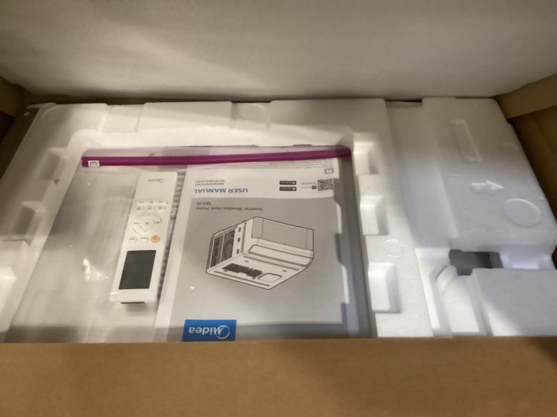 Condition photo showing New/Like New for Midea 12,000 BTU Smart Inverter Air Conditioner Window Unit with Heat and Dehumidifier – Cools up to 550 Sq. Ft., Energy Star Rated, Quiet Operation, Electronic Controls, Remote Control, White
