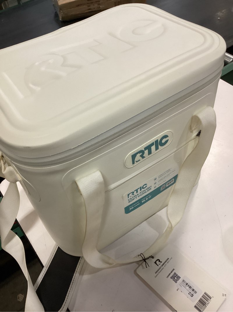Condition photo showing As Is for rtic outdoors 30 cans ultra-tough soft sided cooler - ivory