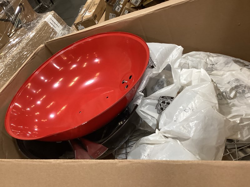 Condition photo showing As Is for charcoal grills - 18 inch portable grills, insulated lid bbq grills, camping, picnics and backyards,red